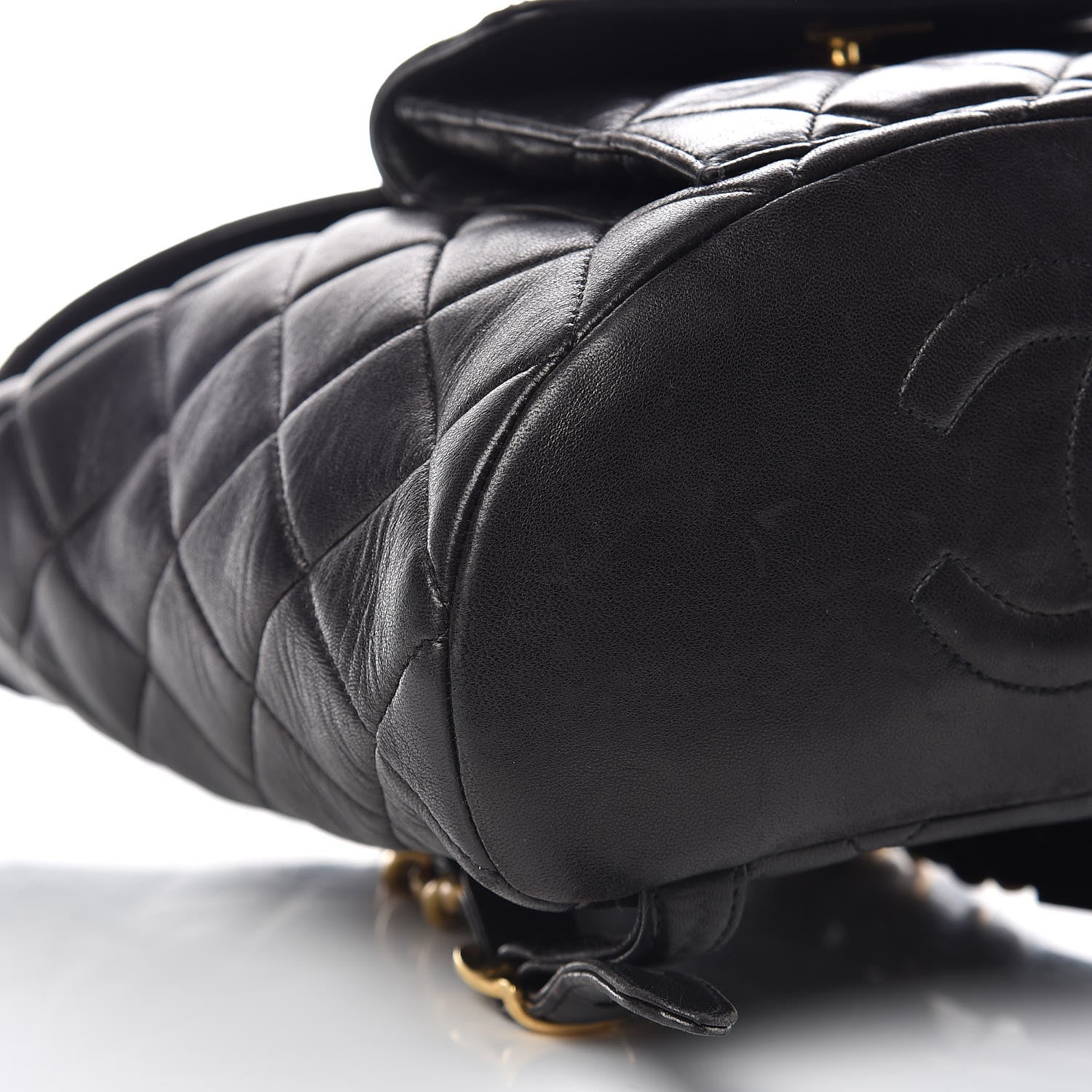 Chanel Lambskin Quilted Drawstring Backpack Black 9 of 10
