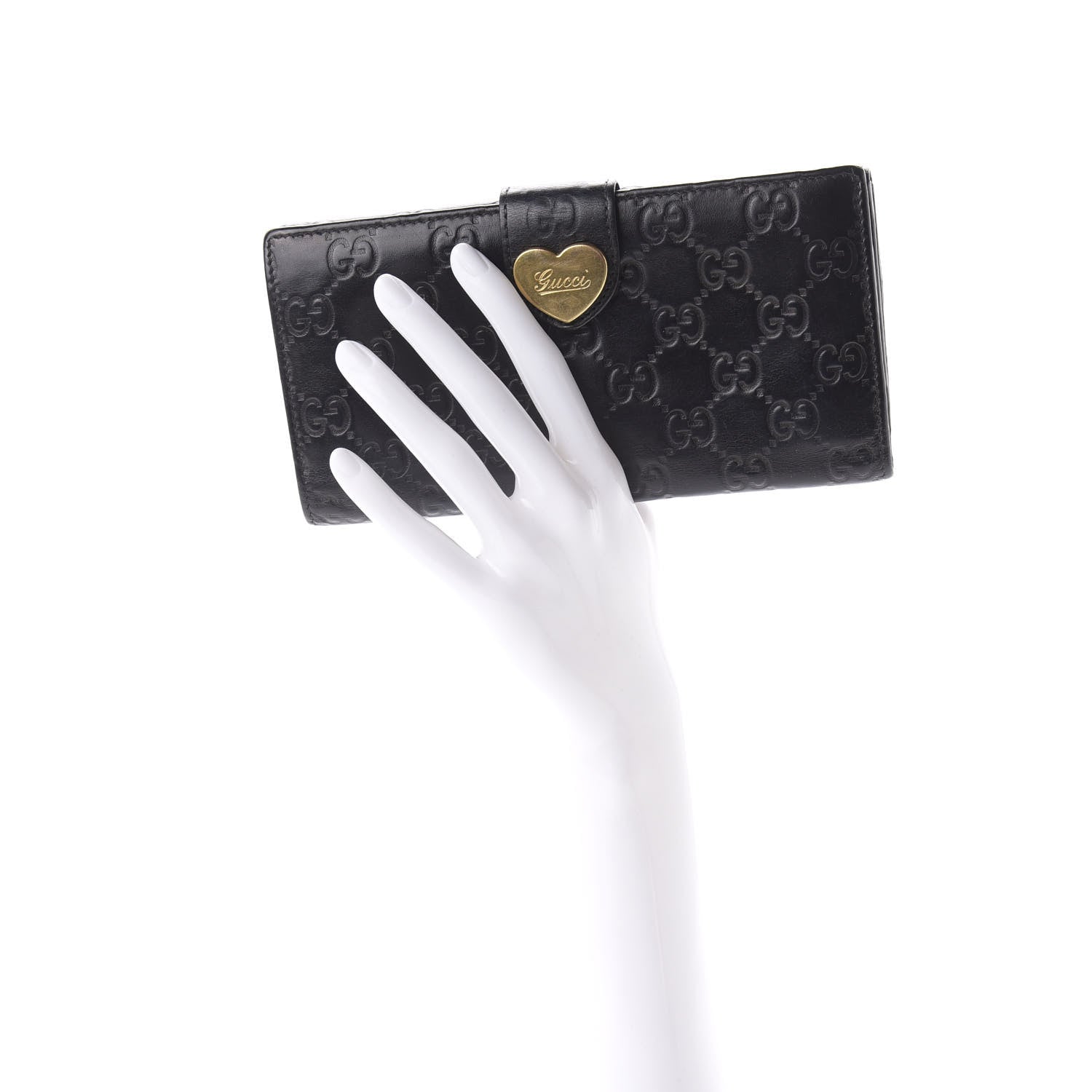 Gucci Guccissima Heart Continental Wallet Black 2 of 12