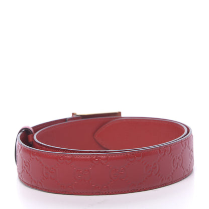 Gucci Guccissima Feline Plaque Belt 90 36 Hibiscus Red 2 of 6