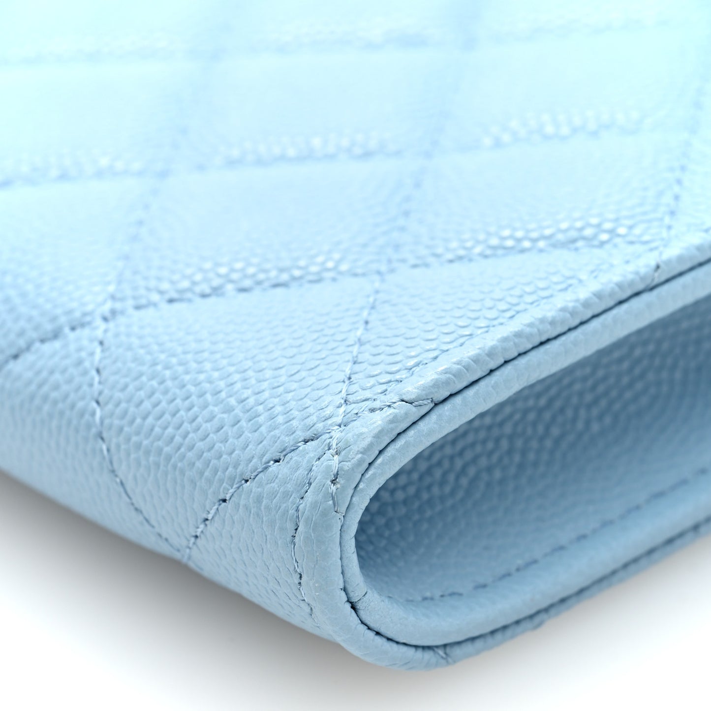 Caviar Quilted Crystal CC Phone Case With Chain Light Blue