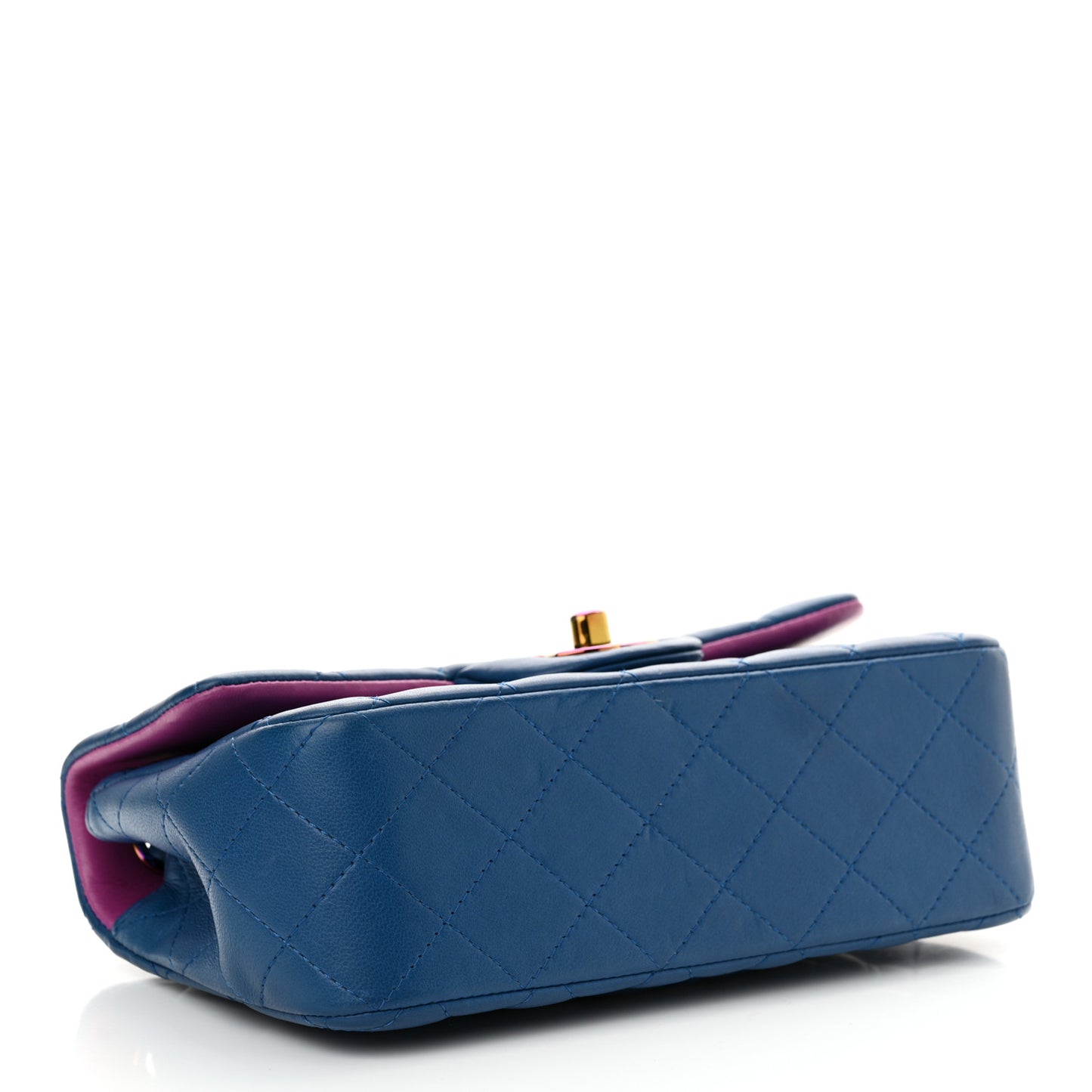 Lambskin Quilted Mini Rectangular Flap Blue Purple