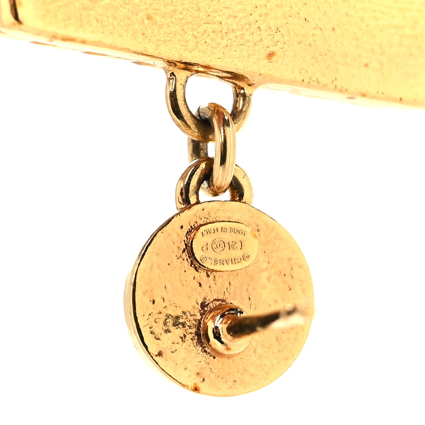 Metal Enamel CC No 5 Rope Drop Earrings Gold Denim Blue