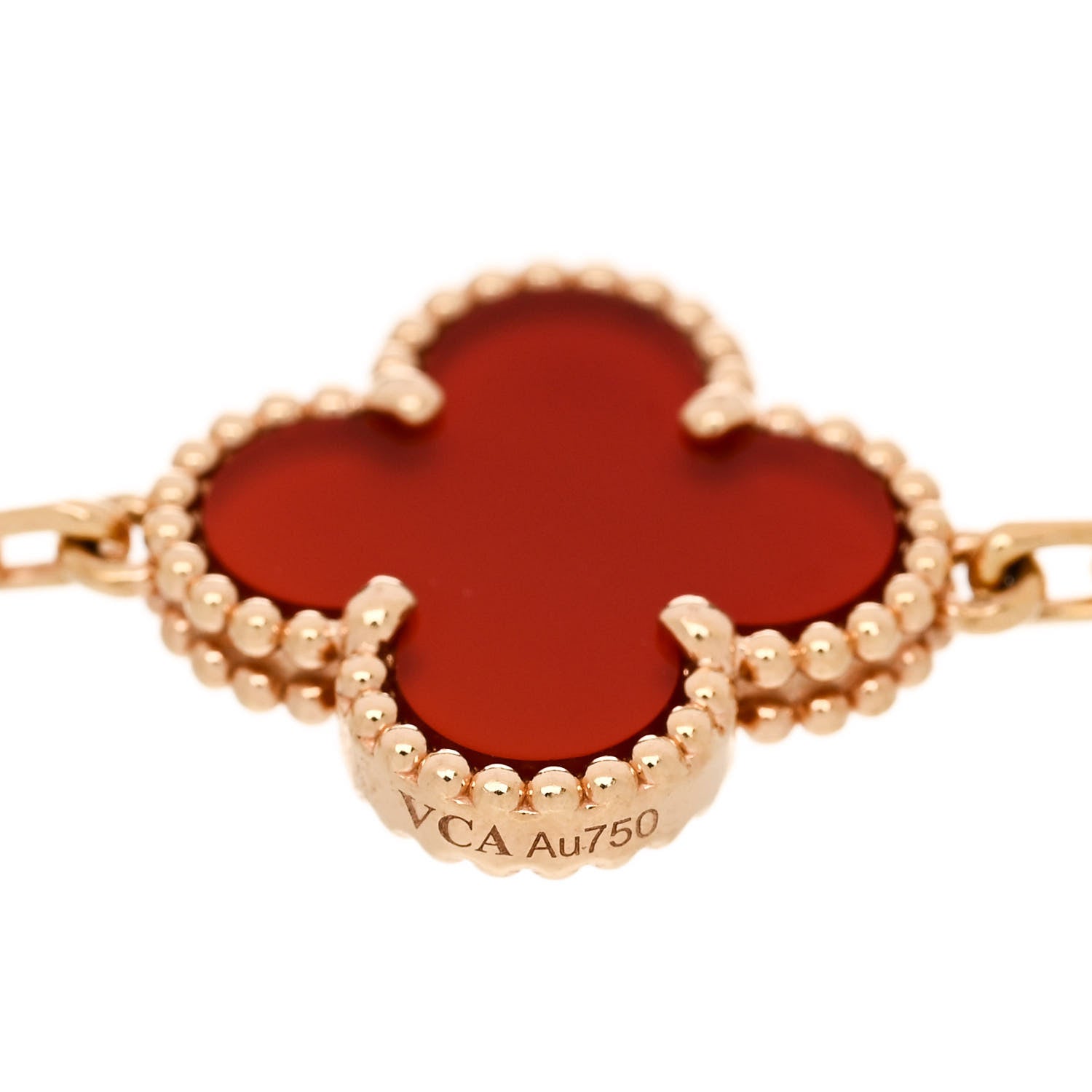 Van Cleef & Arpels 18K Rose Gold Carnelian 5 Motifs Guilloche Vintage Alhambra Bracelet 3 of 5