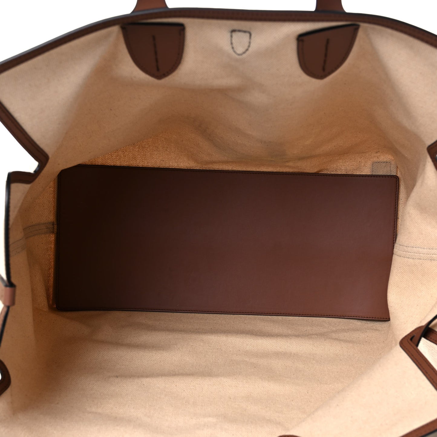 Cotton Canvas Calfskin Large Soft Belted Tote Bag Natural