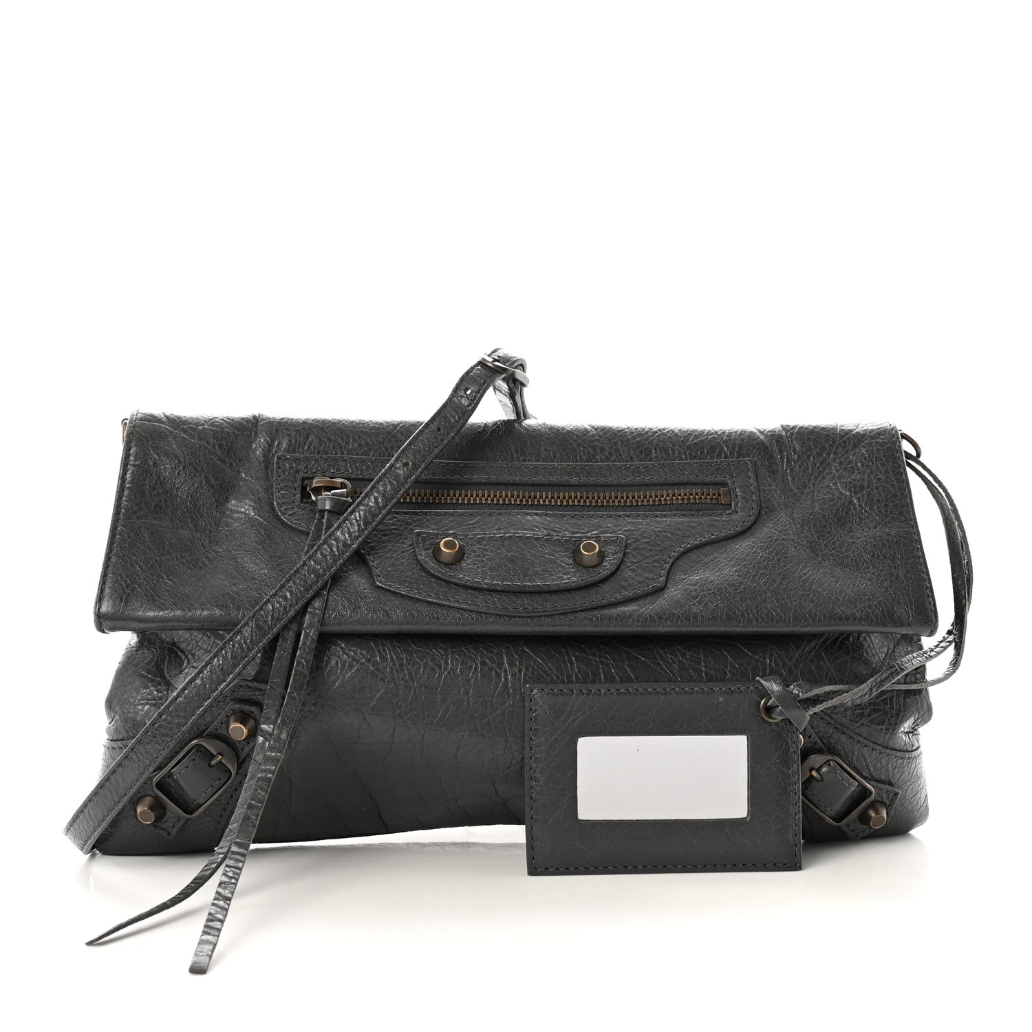 Balenciaga Agneau Classic Hardware Envelope Strap Clutch Gris Fossile 3 of 11