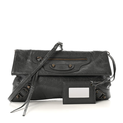 Balenciaga Agneau Classic Hardware Envelope Strap Clutch Gris Fossile 3 of 11