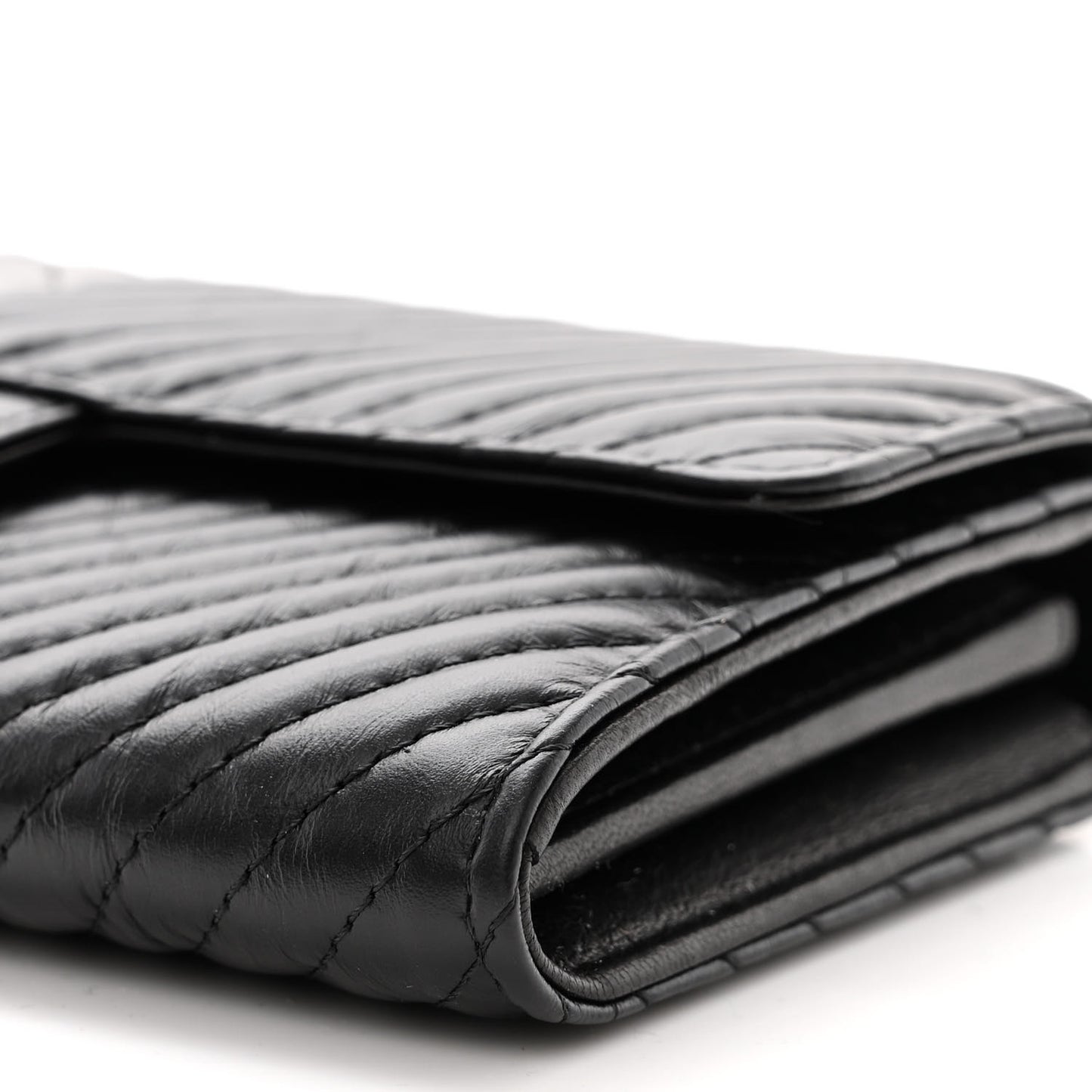 Aged Calfskin Quilted Large Reissue Gusset Flap Wallet So Black