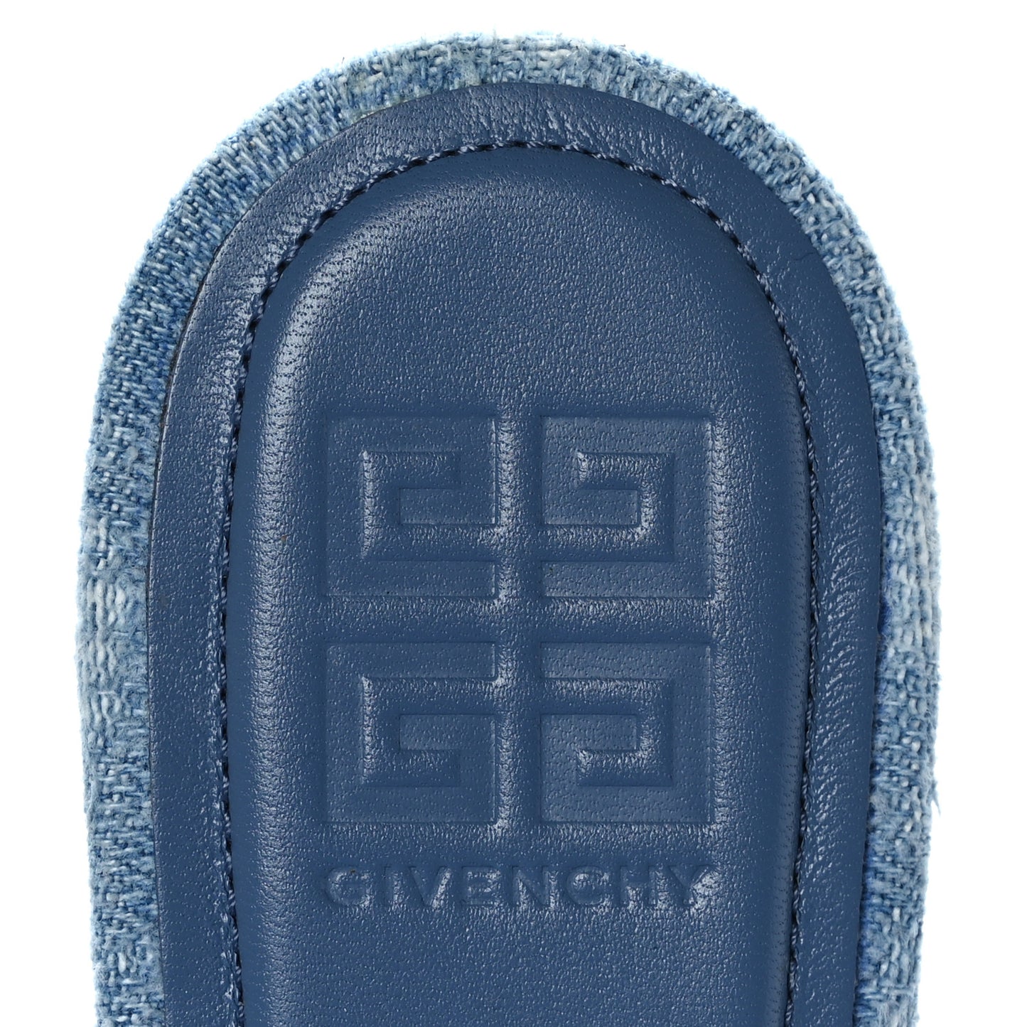 Denim 4G Plaque Flat Sandals 38 Blue