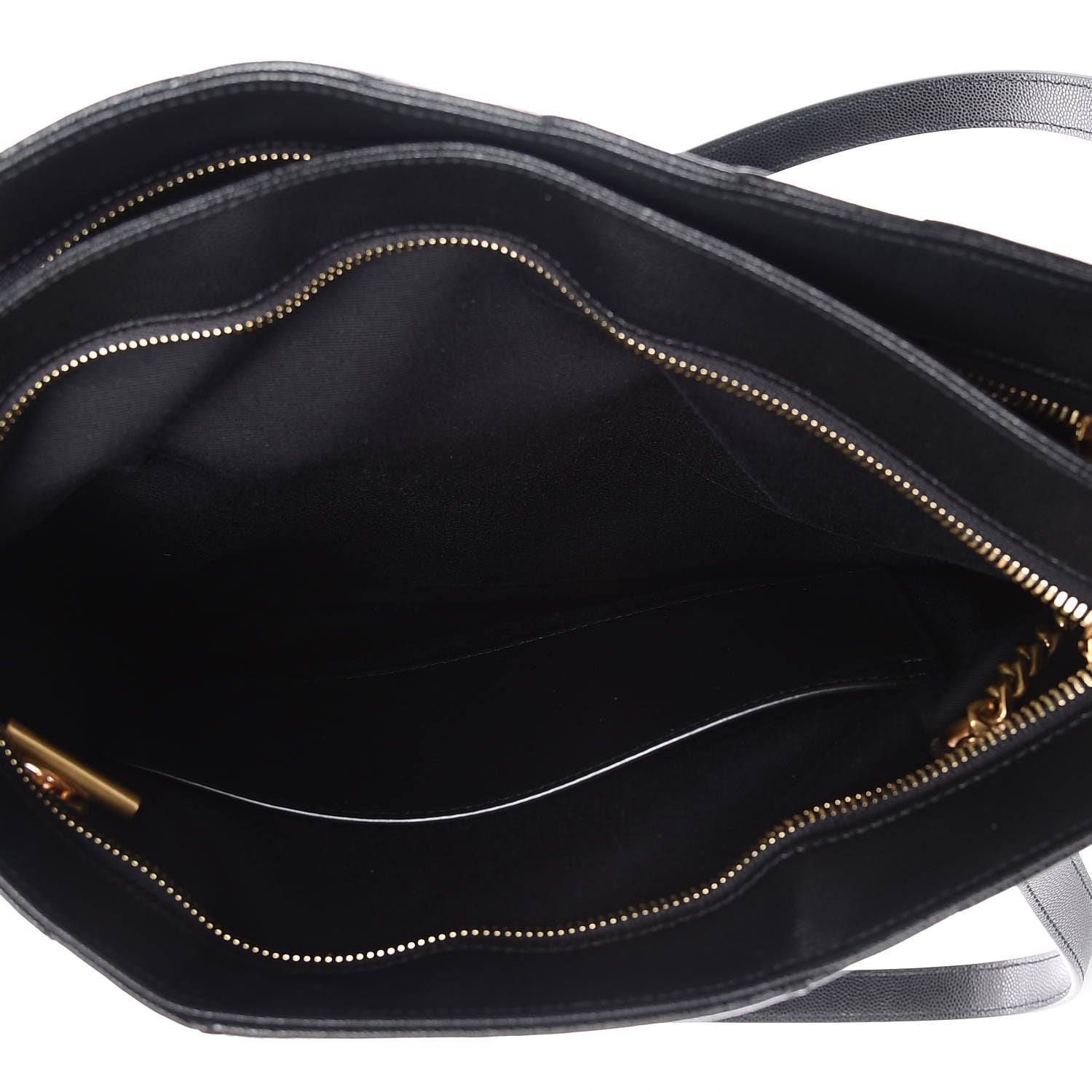Saint Laurent Grain De Poudre Matelasse Chevron Medium Tribeca Shopping Bag Black 7 of 12