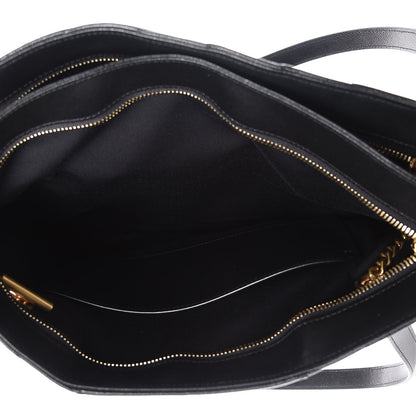 Saint Laurent Grain De Poudre Matelasse Chevron Medium Tribeca Shopping Bag Black 7 of 12