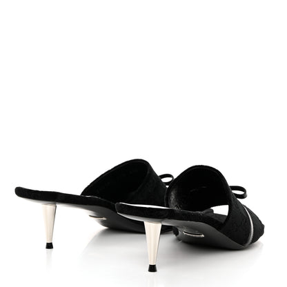 Gucci New Velvet Ashmir Regent Calfskin GG Monogram Square Toe Bow 45mm Slide Sandals 40.5 Black 4 of 9