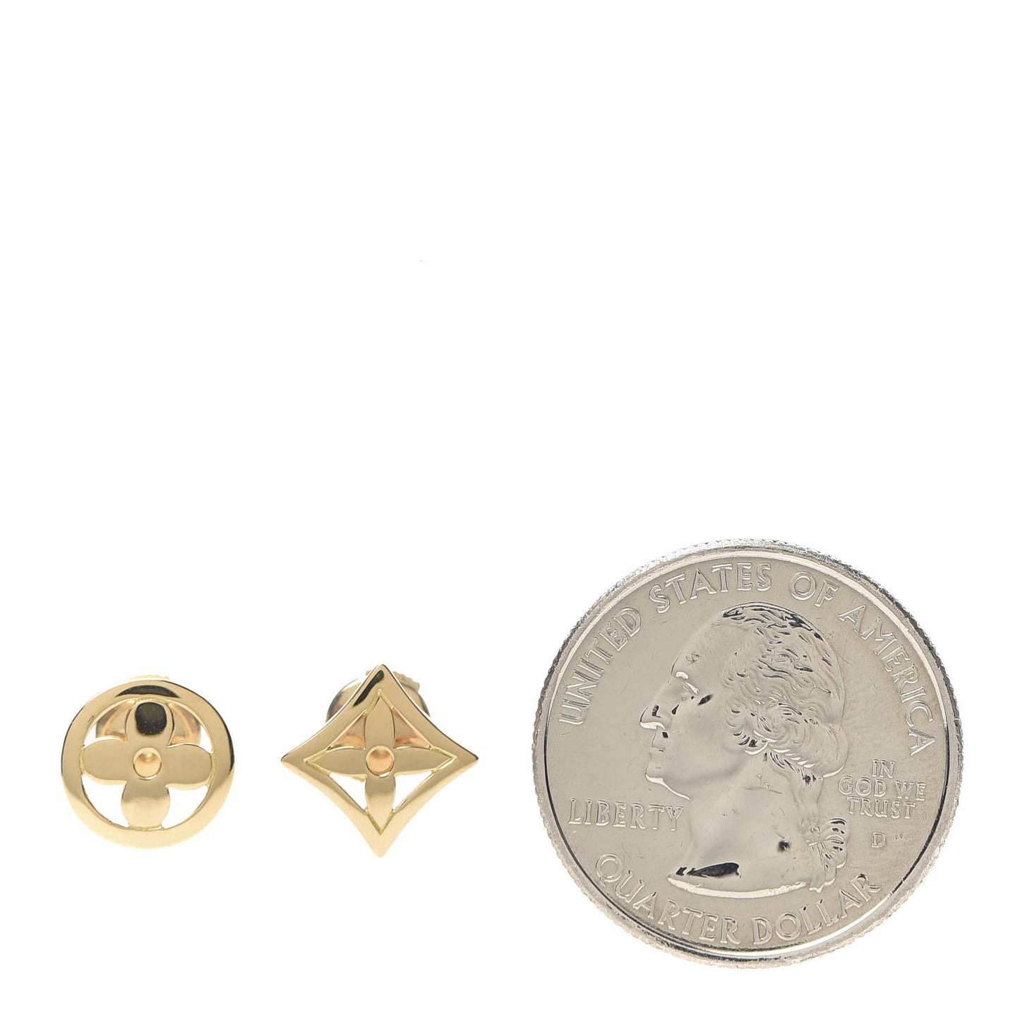 18K Yellow Gold Monogram Resille Ear Studs Earrings