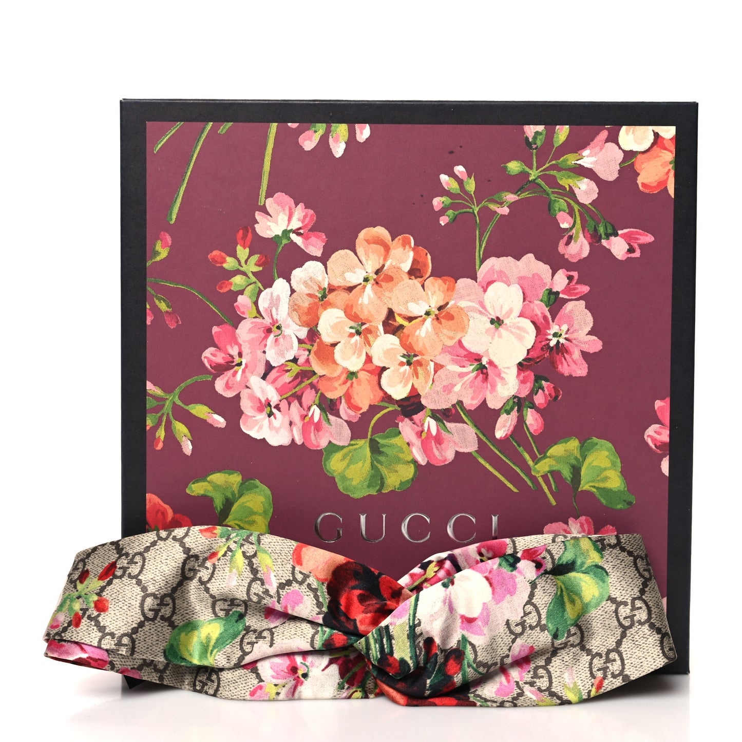 Silk Monogram Blooms Print Headband M Antique Rose