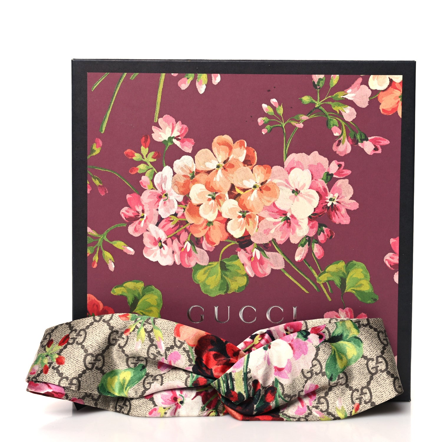 Gucci Silk Monogram Blooms Print Headband M Antique Rose 5 of 5