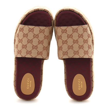 Gucci Canvas GG Monogram Angelina Platform Slide Sandals 40 Beige Ruggine 2 of 9