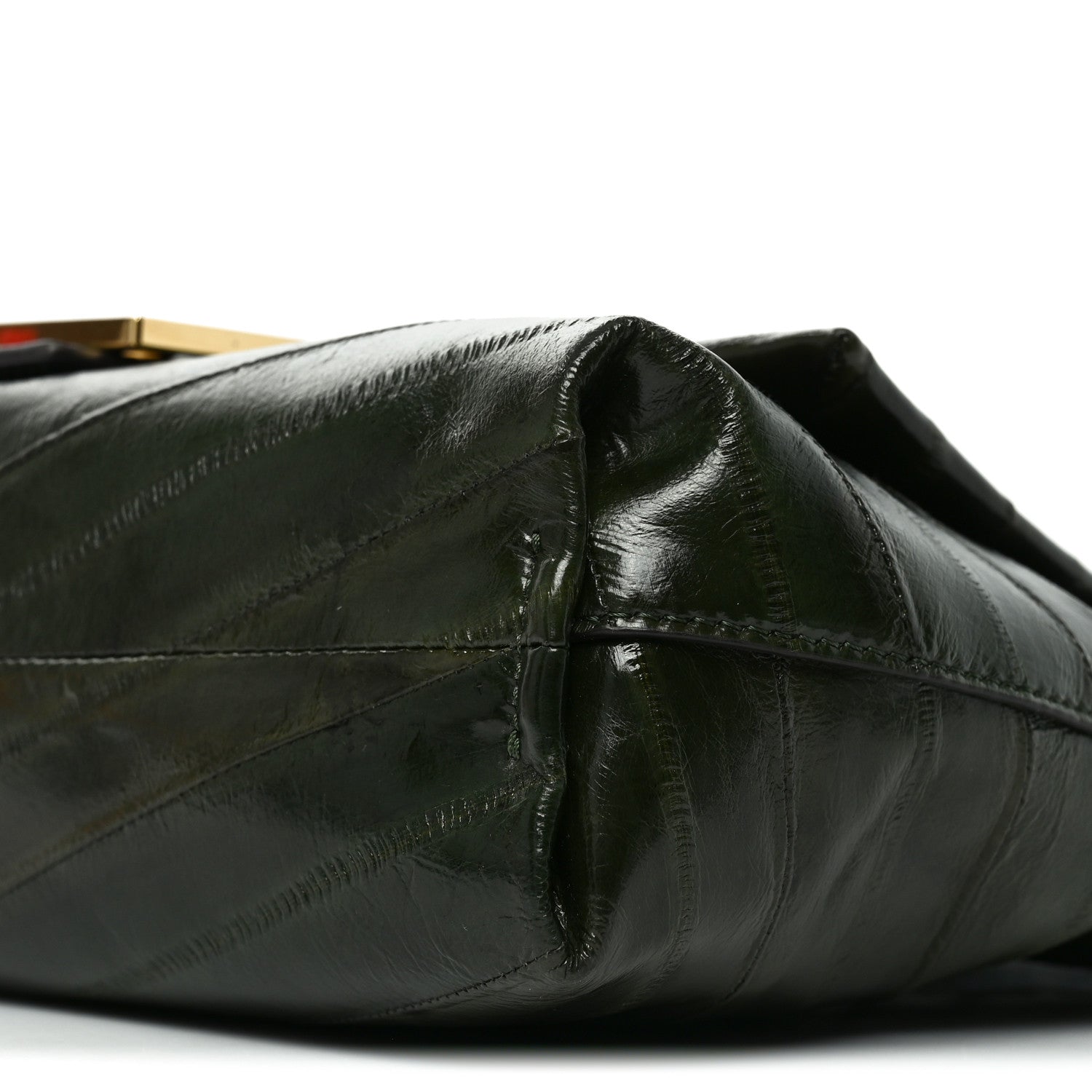 Fendi Hagfish Medium Chevron Quilted Mamma Baguette Forrest Green 10 of 10