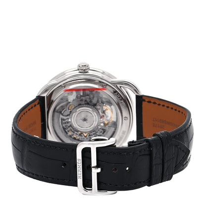 Hermes Stainless Steel Alligator 40mm Arceau Squelette Automatic Watch Noir 3 of 5