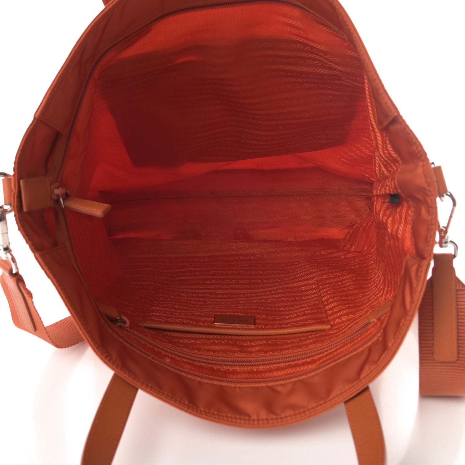 Prada Tessuto Nylon Saffiano Shoulder Bag Papaya 5 of 11