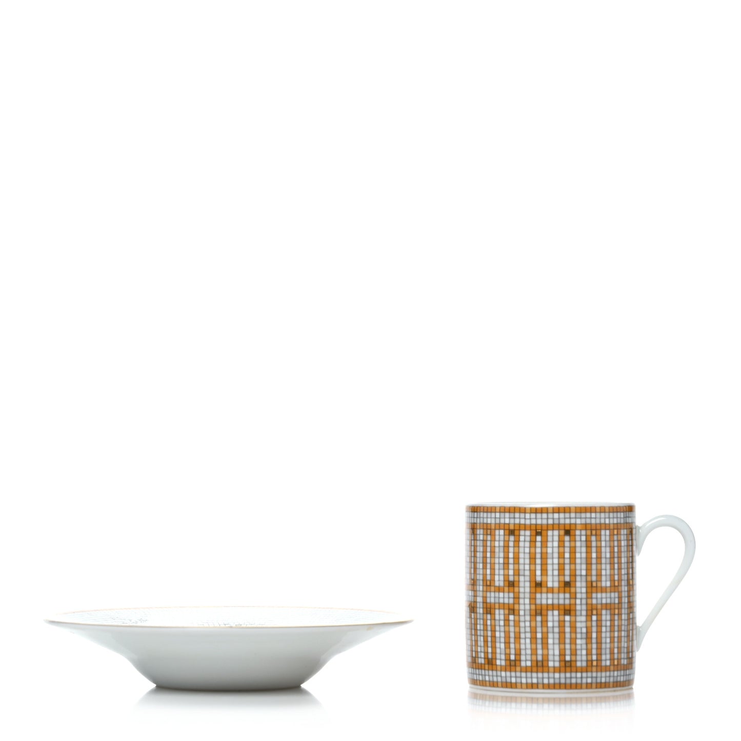 Porcelain Mosaique Au 24 Gold Coffee Cup and Saucer