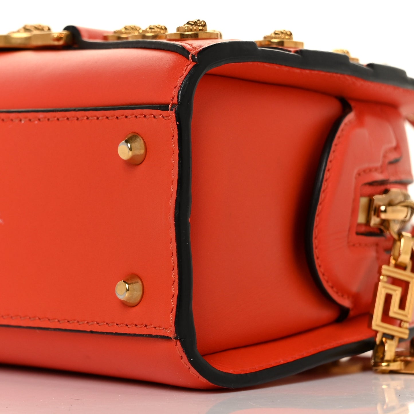 Calfskin Small Medallion Tribute Bowling Bag Orange