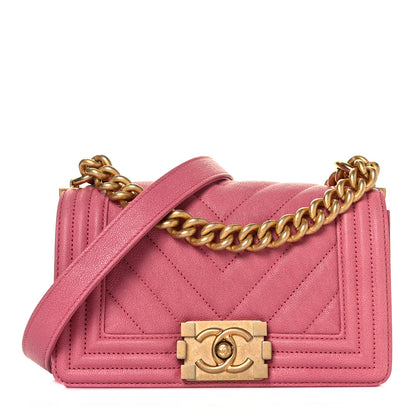 Chanel Caviar Chevron Quilted Small Boy Flap Dark Pink 4 of 40