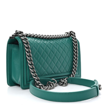 Chanel Lambskin Quilted Medium Boy Flap Green 3 of 10