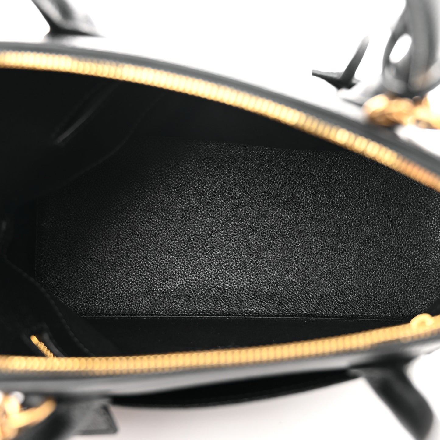 Grained Calfskin Logo S Ville Top Handle Bag Black White