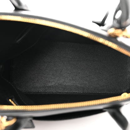 Balenciaga Grained Calfskin Logo S Ville Top Handle Bag Black White 5 of 11