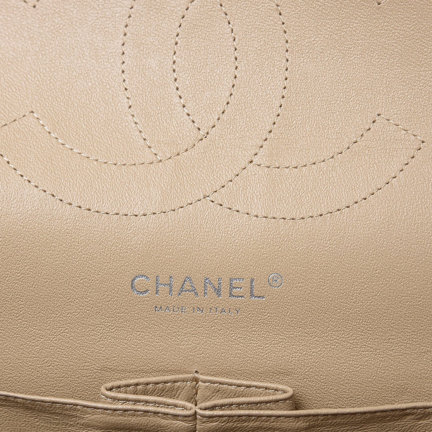 Patent Quilted Jumbo Double Flap Beige