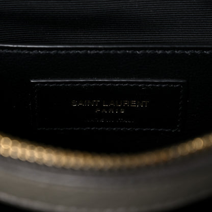 Saint Laurent Sheepskin Matelasse Chevron Monogram Medium College Bag Light Coal 7 of 11