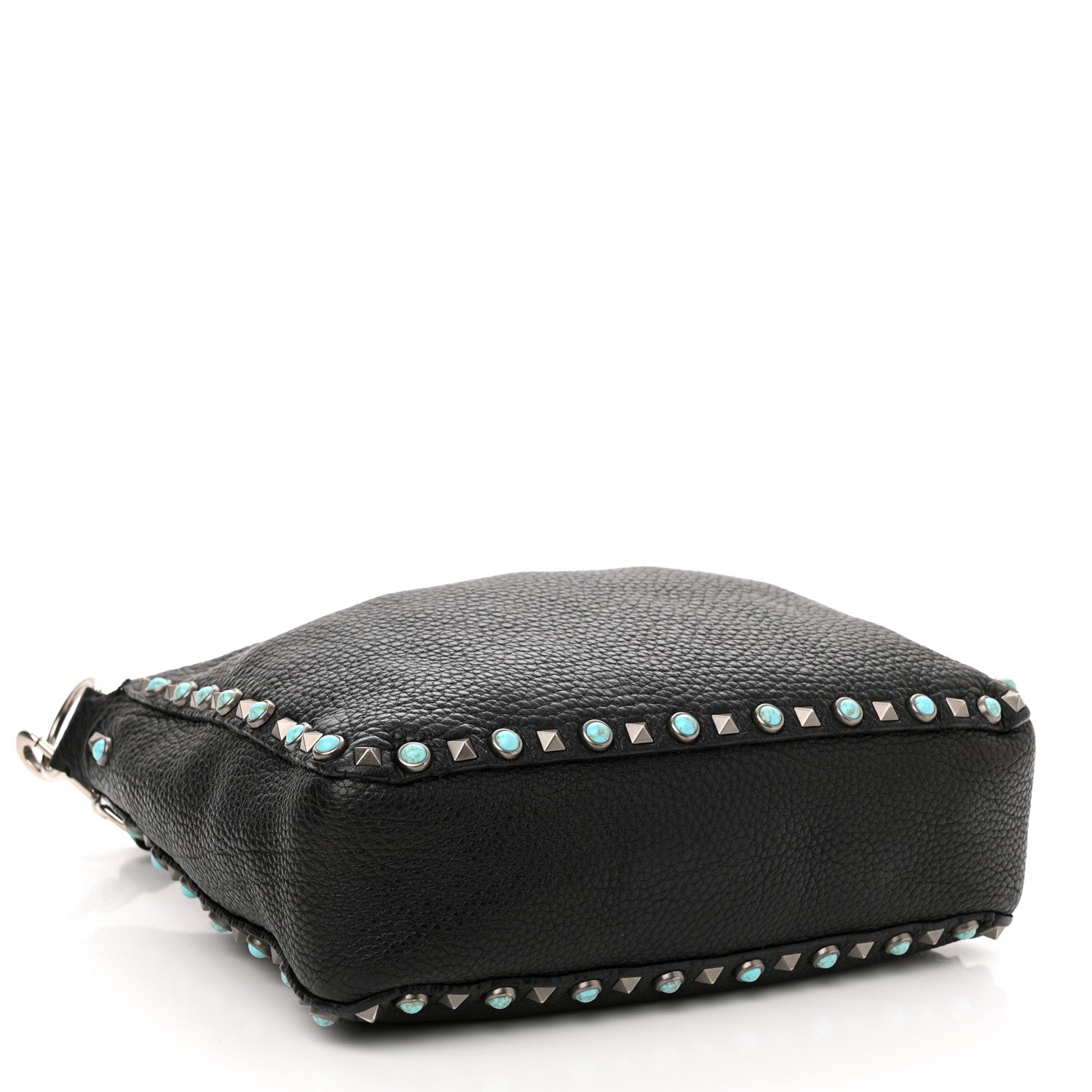 Valentino Garavani Pebbled Calfskin Tribal Small Guitar Strap Rockstud Rolling Flip-Lock Messenger Bag Black 4 of 10