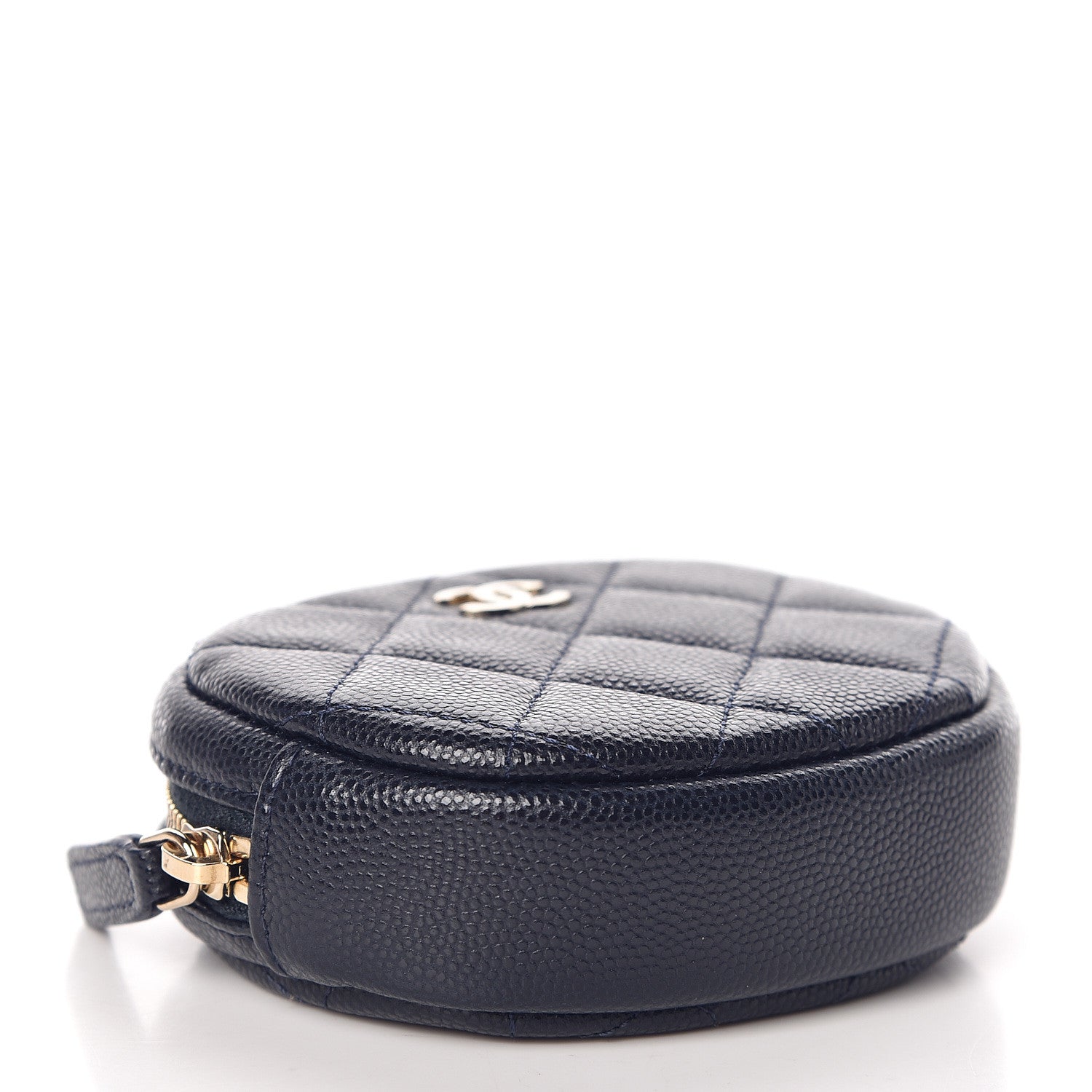 Chanel Caviar Quilted Zip Around Classic Coin Purse Navy Blue 4 of 8