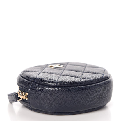Chanel Caviar Quilted Zip Around Classic Coin Purse Navy Blue 4 of 8