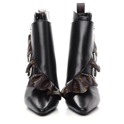 Louis Vuitton Calfskin Monogram Janet Ankle Boots 38 Black 2 of 10