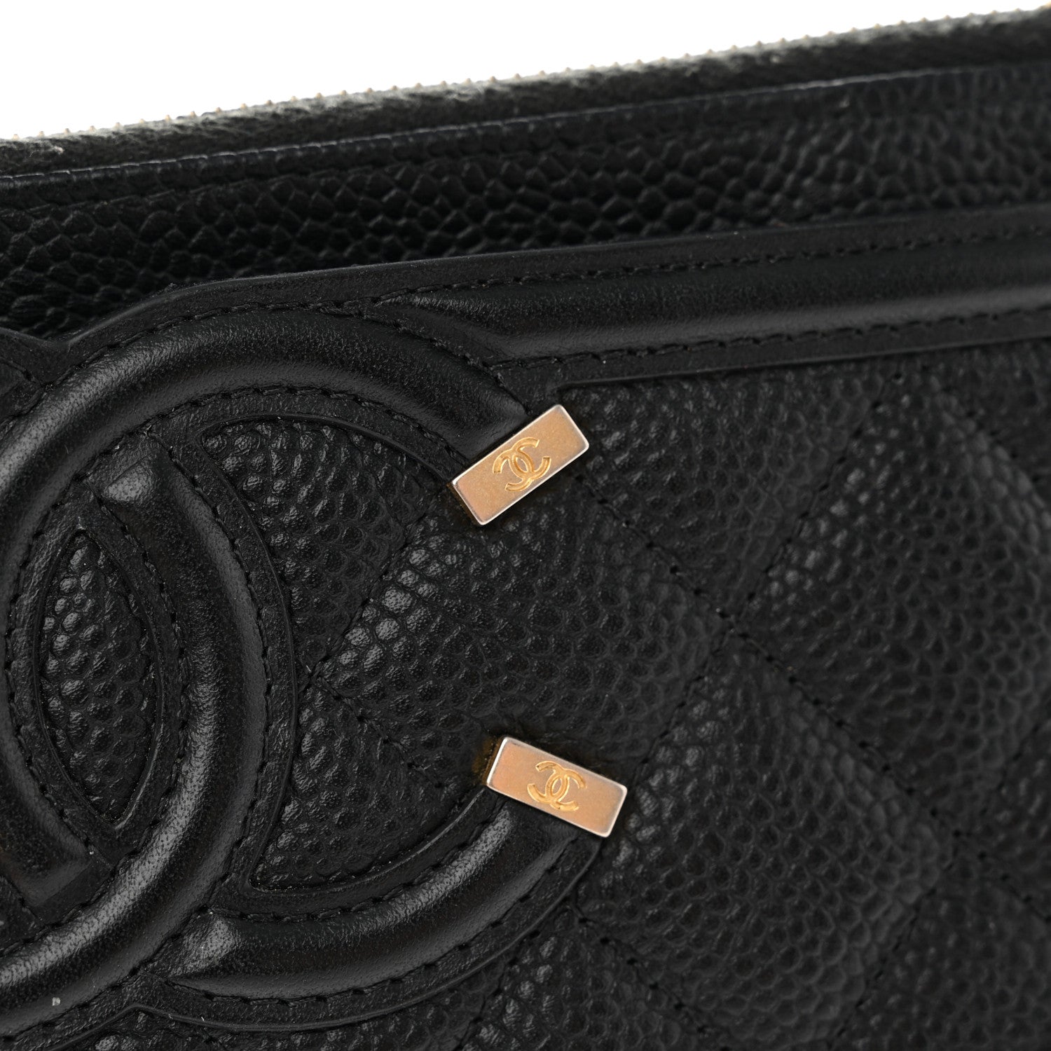 Chanel Caviar Quilted Filigree Zip Pouch Black 12 of 12