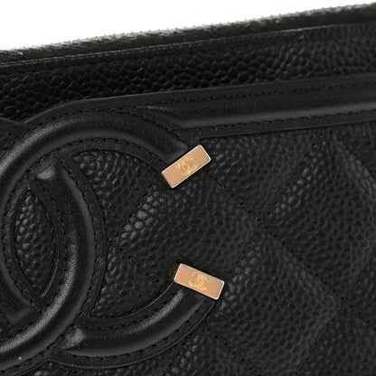 Chanel Caviar Quilted Filigree Zip Pouch Black 12 of 12