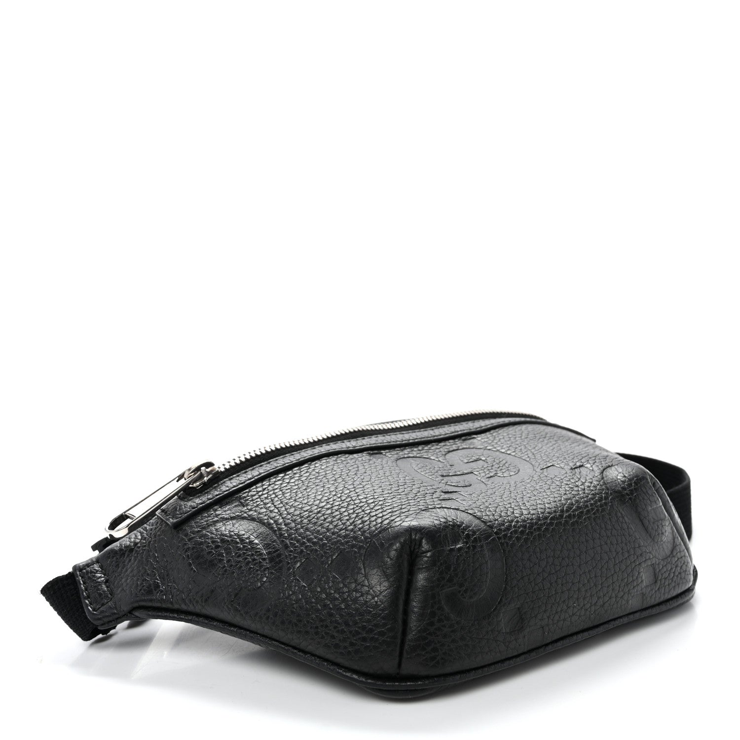 Gucci Piuma Calfskin Jumbo GG Embossed Small Belt Bag Black 4 of 10