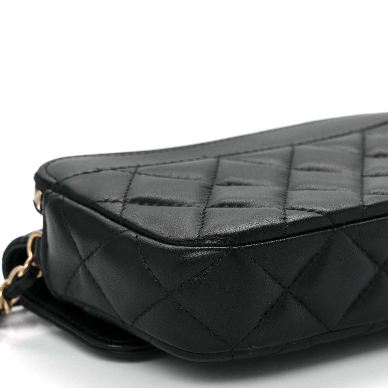 Chanel Lambskin Quilted Charm Flap Phone Holder With Chain Black 12 of 14