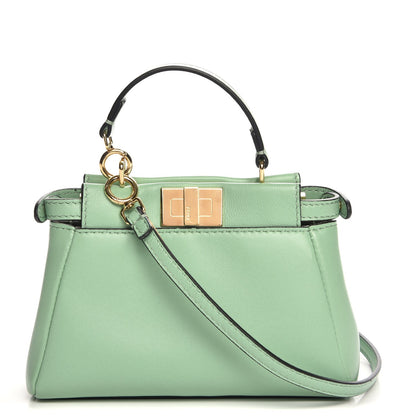 Fendi Shiny Nappa Micro Peekaboo Iconic Satchel Verde Acqua 1 of 9