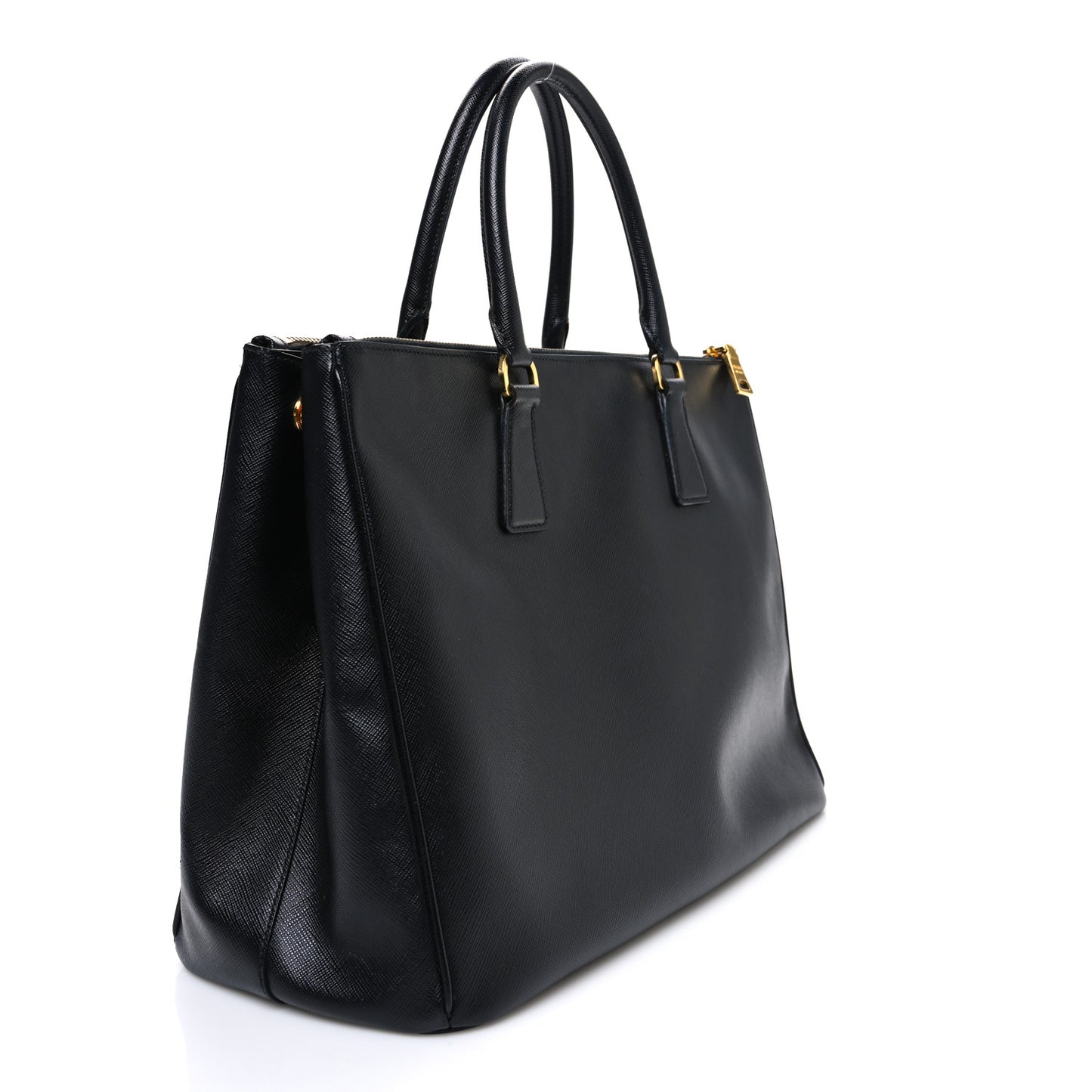 Saffiano Lux Large Galleria Double Zip Tote Black