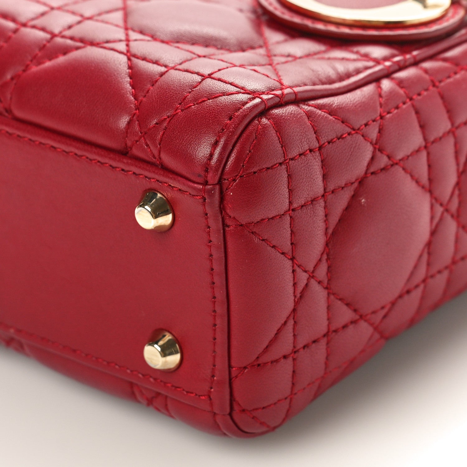 Christian Dior Lambskin Cannage Mini Lady Dior Red 8 of 9