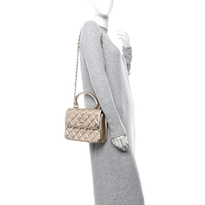 Chanel Metallic Lambskin Quilted Small Trendy CC Flap Dual Handle Bag Gold 2 of 11