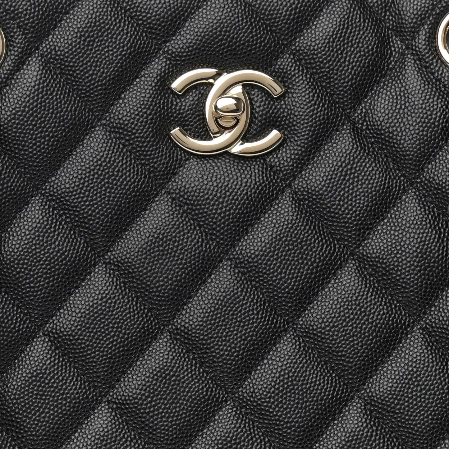 Caviar Quilted Large Shopping Tote Black
