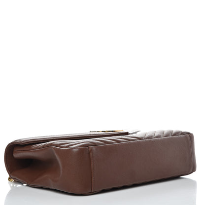Saint Laurent Sheepskin Matelasse Chevron Monogram Large College Satchel Brandy Old 4 of 12