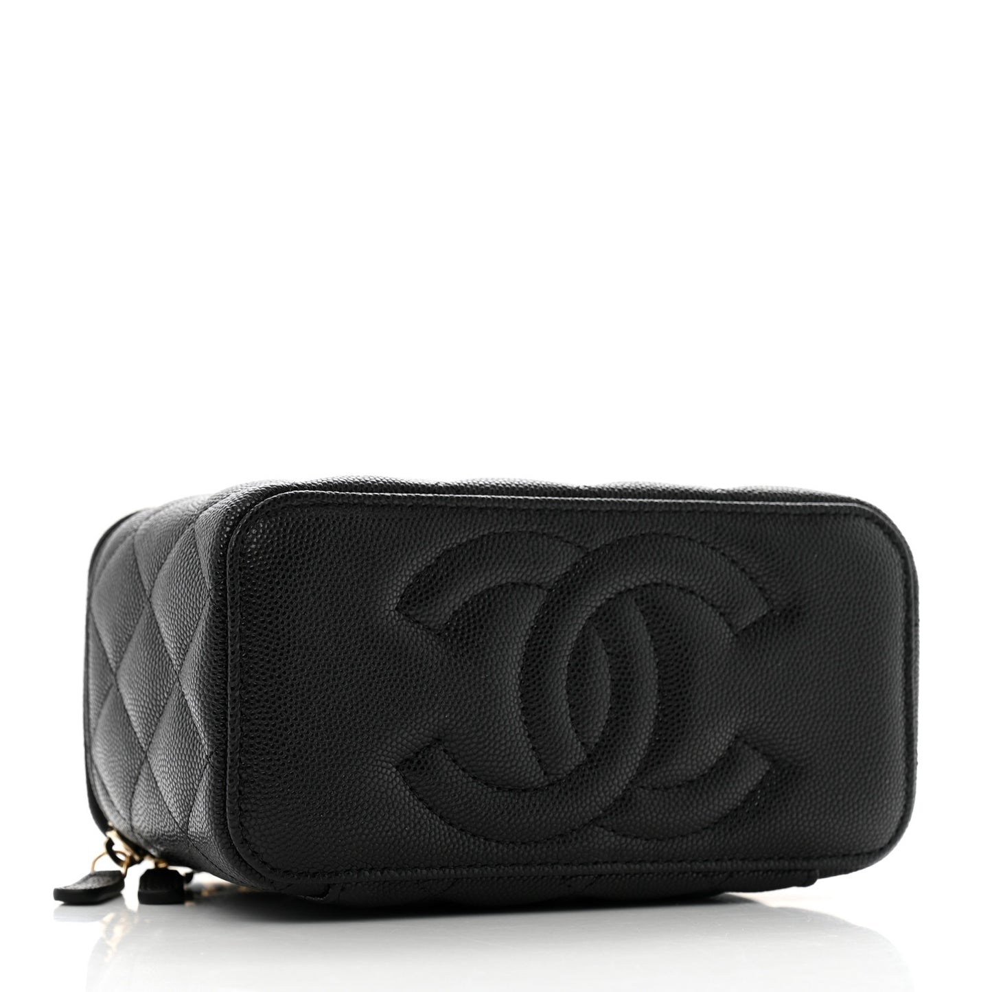 Caviar Quilted Small Vanity Case With Chain Black