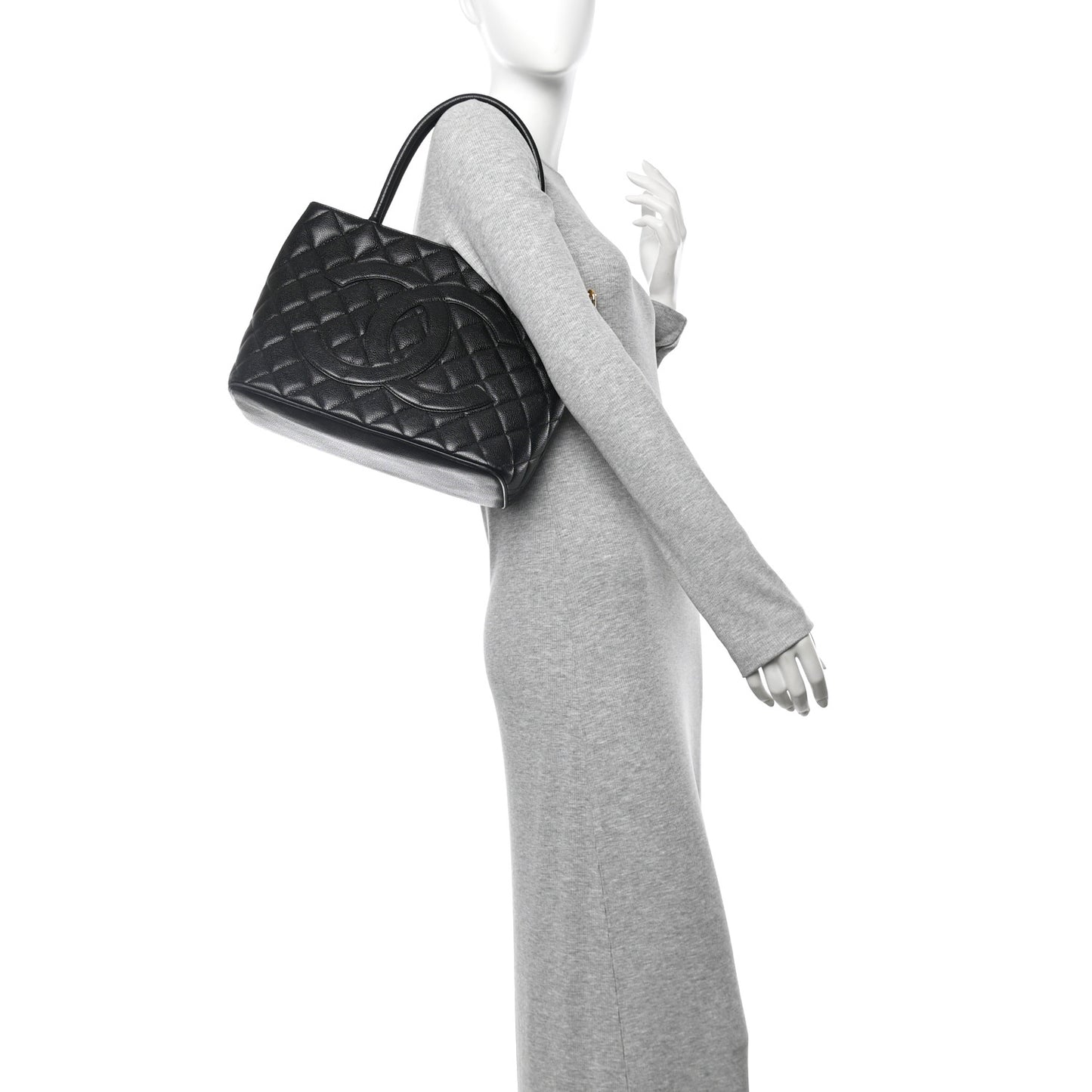 Caviar Quilted Medallion Tote Black