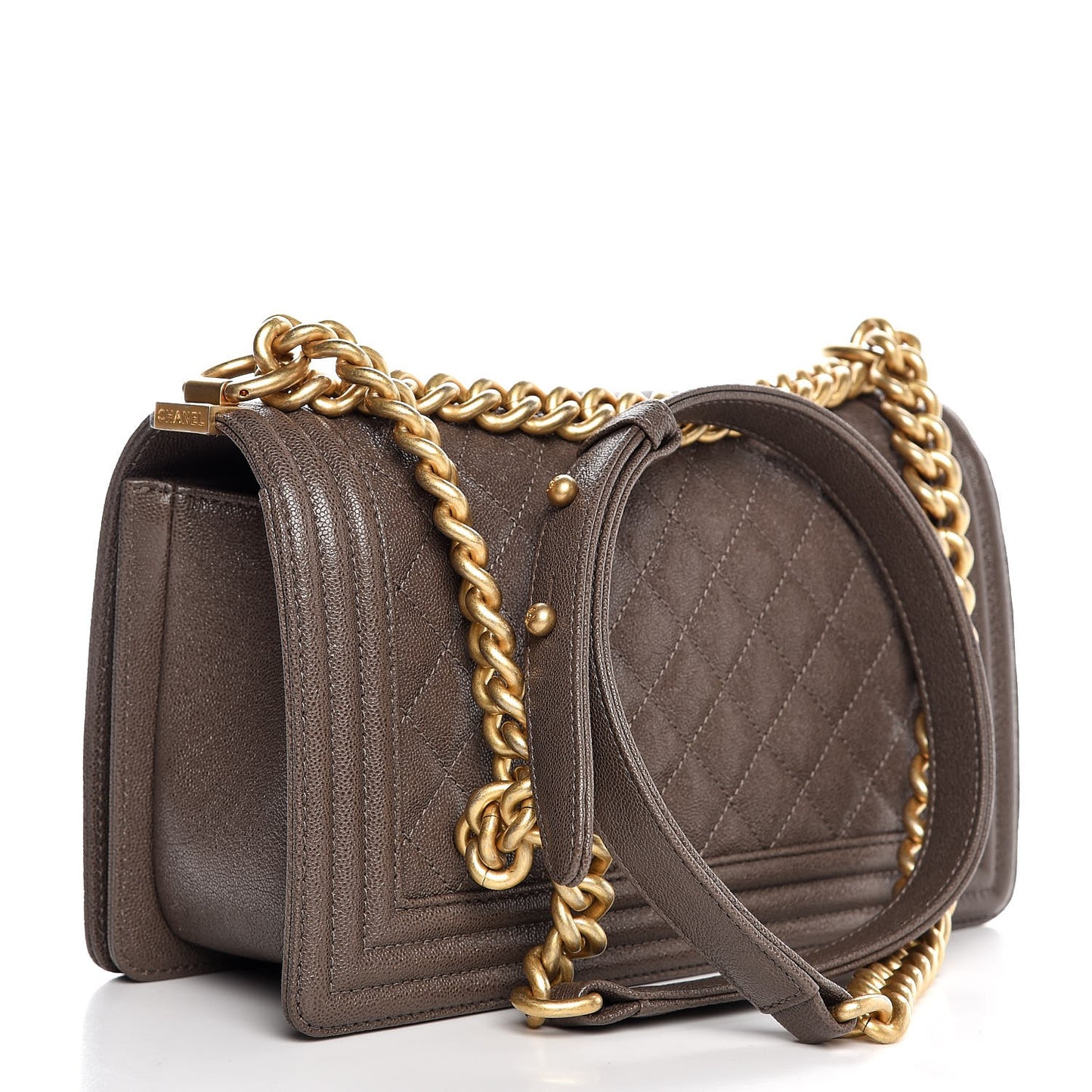 Caviar Quilted Medium Boy Flap Khaki