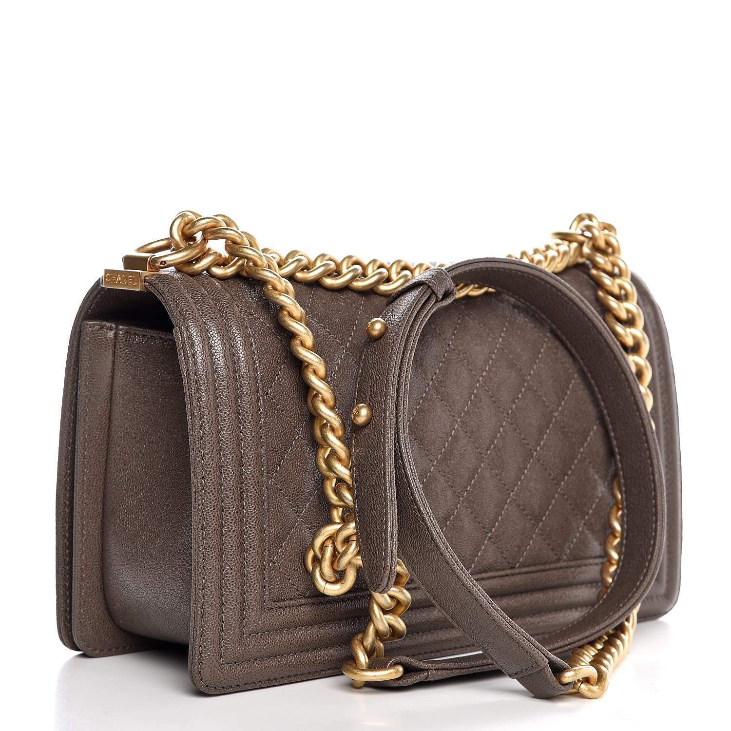 Chanel Caviar Quilted Medium Boy Flap Khaki 3 of 8