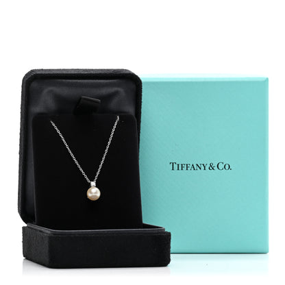 Tiffany 18K White Gold Diamond Pearl 6.5-7mm Pendant Necklace 5 of 5