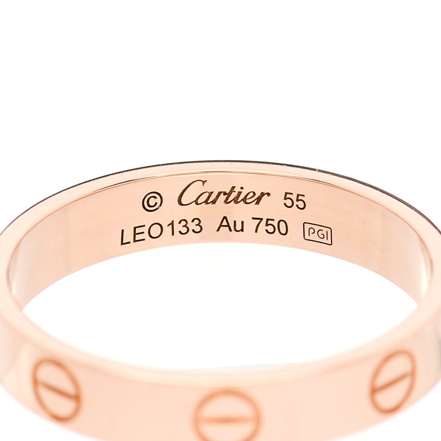 18K Pink Gold 3.5mm LOVE Wedding Band Ring 55 7.25